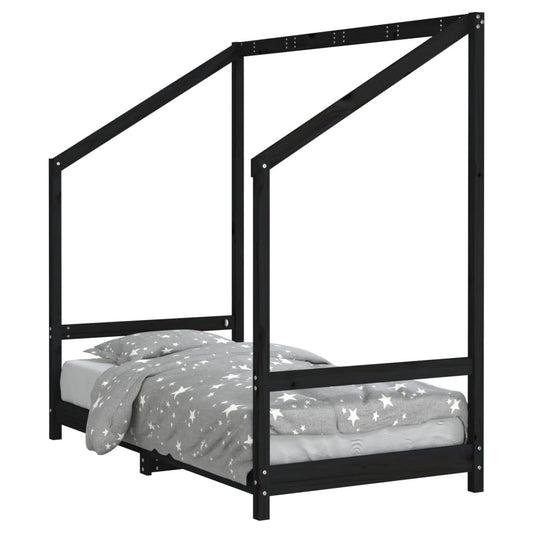 Kids Bed Frame Black 80x160 cm Solid Wood Pine Kids Bed Frame Black 80x160 cm Solid Wood Pine