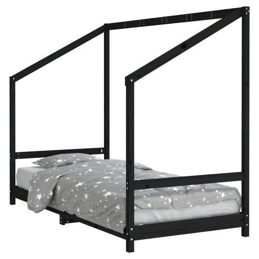Kids Bed Frame Black 90x190 cm Solid Wood Pine Kids Bed Frame Black 90x190 cm Solid Wood Pine
