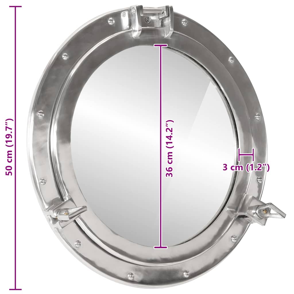 Porthole Mirror Wall Hanging Ø50 cm Aluminium and Glass