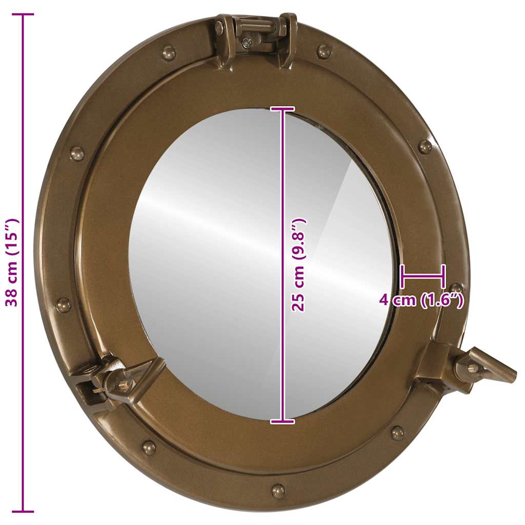 Porthole Mirror Wall Hanging Ø38 cm Aluminium and Glass