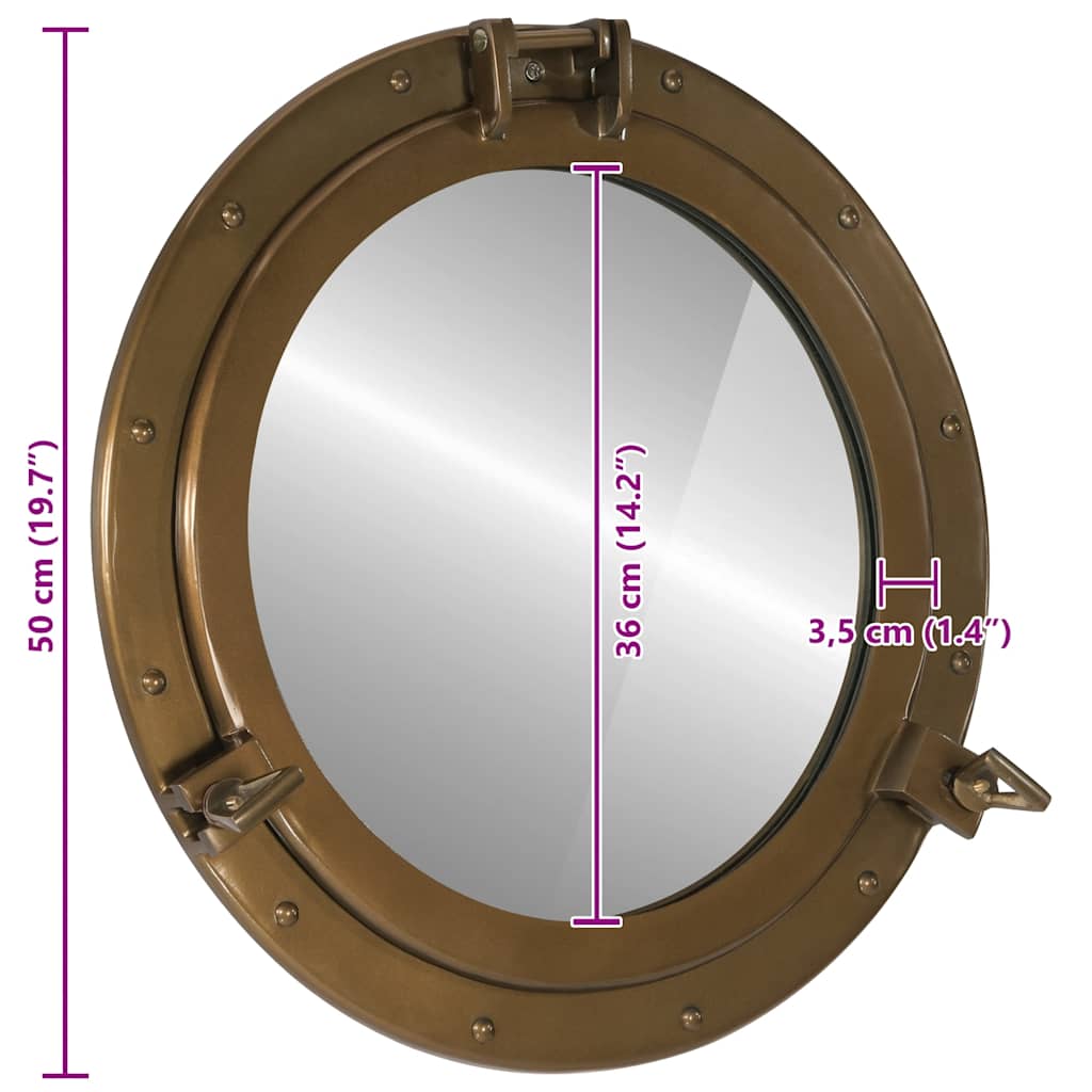 Porthole Mirror Wall Hanging Ø50 cm Aluminium and Glass