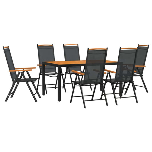 7 Piece Garden Dining Set Black and Brown Aluminium 7 Piece Garden Dining Set Black and Brown Aluminium