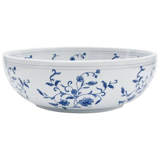 Countertop Basin White and Blue Round Φ41x14 cm Ceramic Countertop Basin White and Blue Round Φ41x14 cm Ceramic