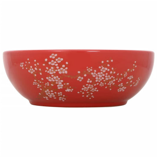 Countertop Basin White and Red Round Φ41x14 cm Ceramic Countertop Basin White and Red Round Φ41x14 cm Ceramic