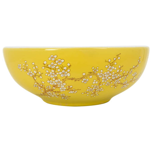 Countertop Basin White and Yellow Round Φ41x14 cm Ceramic Countertop Basin White and Yellow Round Φ41x14 cm Ceramic
