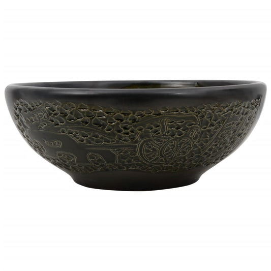 Countertop Basin Black Round Φ41x14 cm Ceramic Countertop Basin Black Round Φ41x14 cm Ceramic