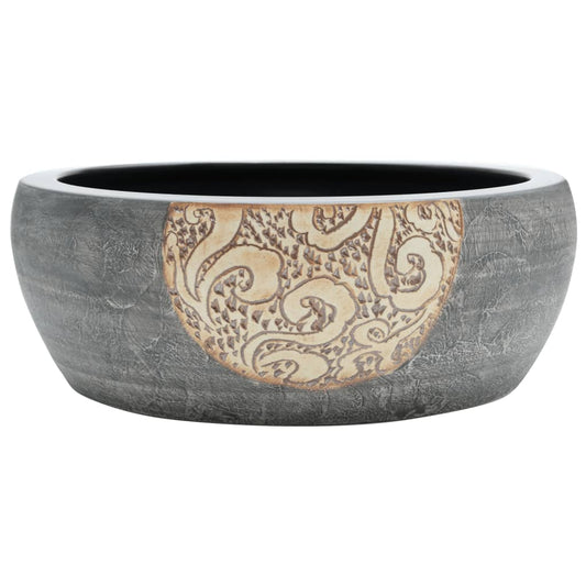 Countertop Basin Black and Brown Round Φ41x14 cm Ceramic Countertop Basin Black and Brown Round Φ41x14 cm Ceramic