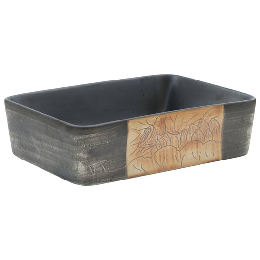 Countertop Basin Black&Brown Rectangular 46x35.5x13 cm Ceramic Countertop Basin Black&Brown Rectangular 46x35.5x13 cm Ceramic