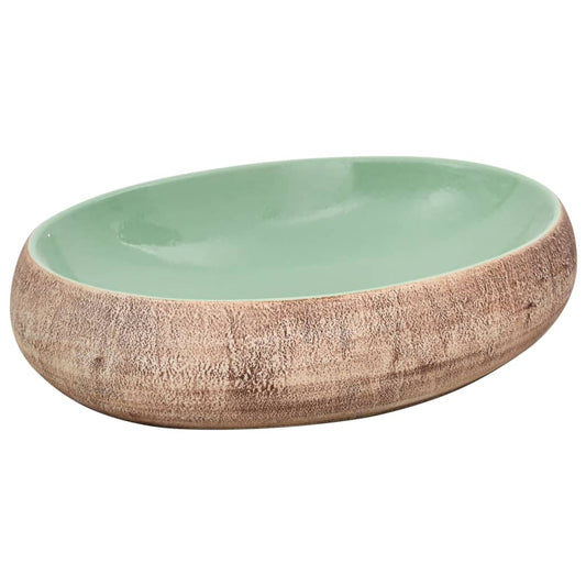 Countertop Basin Green and Brown Oval 59x40x15 cm Ceramic Countertop Basin Green and Brown Oval 59x40x15 cm Ceramic