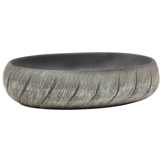 Countertop Basin Black and Grey Oval 59x40x15 cm Ceramic Countertop Basin Black and Grey Oval 59x40x15 cm Ceramic