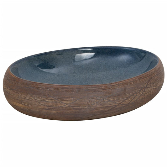 Countertop Basin Brown and Blue Oval 59x40x15 cm Ceramic Countertop Basin Brown and Blue Oval 59x40x15 cm Ceramic