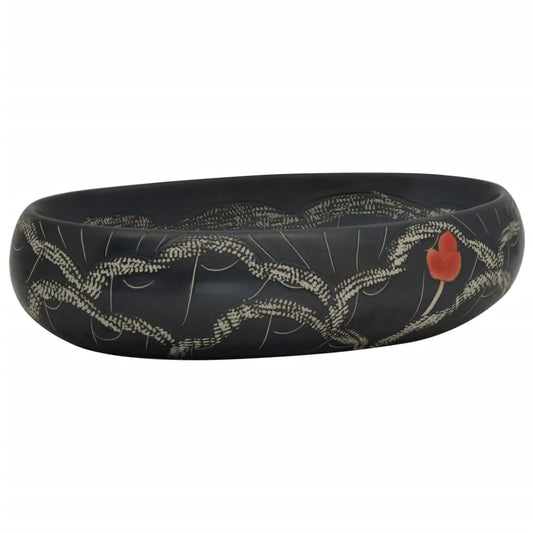 Countertop Basin Black Oval 59x40x15 cm Ceramic Countertop Basin Black Oval 59x40x15 cm Ceramic