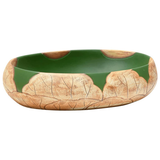 Countertop Basin Green and Brown Oval 59x40x15 cm Ceramic Countertop Basin Green and Brown Oval 59x40x15 cm Ceramic