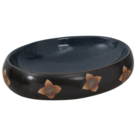 Countertop Basin Black and Blue Oval 59x40x15 cm Ceramic Countertop Basin Black and Blue Oval 59x40x15 cm Ceramic