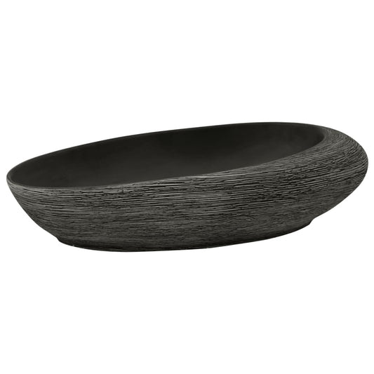 Countertop Basin Grey and Black Oval 59x40x14 cm Ceramic Countertop Basin Grey and Black Oval 59x40x14 cm Ceramic