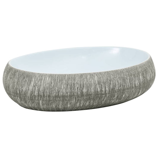 Countertop Basin Grey and Blue Oval 59x40x15 cm Ceramic Countertop Basin Grey and Blue Oval 59x40x15 cm Ceramic