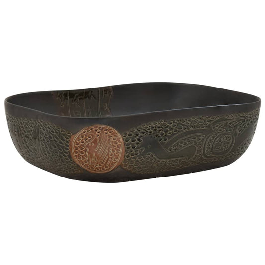 Countertop Basin Black Rectangular 48x37.5x13.5 cm Ceramic Countertop Basin Black Rectangular 48x37.5x13.5 cm Ceramic
