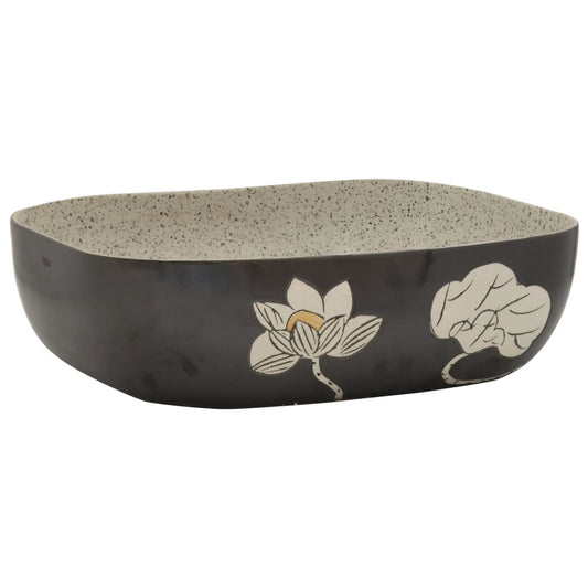Countertop Basin Grey and Black Rectangular 48x37.5x13.5 cm Ceramic Countertop Basin Grey and Black Rectangular 48x37.5x13.5 cm Ceramic