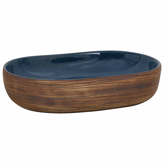 Countertop Basin Brown and Blue Oval 59x40x14 cm Ceramic Countertop Basin Brown and Blue Oval 59x40x14 cm Ceramic