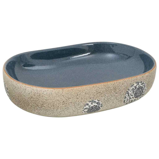 Countertop Basin Sand and Blue Oval 59x40x14 cm Ceramic Countertop Basin Sand and Blue Oval 59x40x14 cm Ceramic