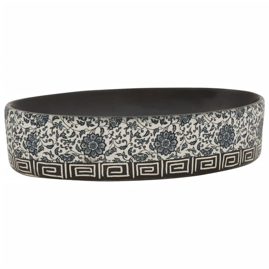 Countertop Basin Black and Blue Oval 56.5x36.5x13.5 cm Ceramic Countertop Basin Black and Blue Oval 56.5x36.5x13.5 cm Ceramic