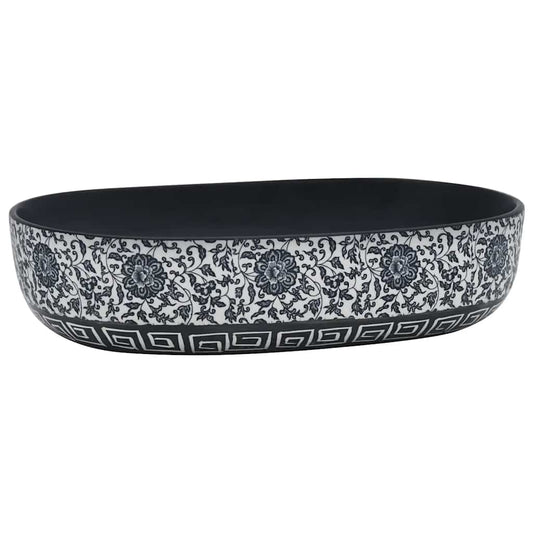 Countertop Basin Black and Blue Oval 59x40x14 cm Ceramic Countertop Basin Black and Blue Oval 59x40x14 cm Ceramic