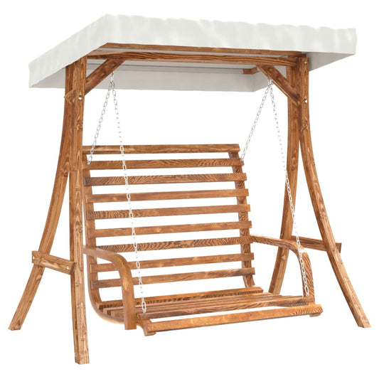 Swing Bench with Canopy Solid Wood Spruce with Teak Finish Swing Bench with Canopy Solid Wood Spruce with Teak Finish