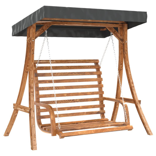 Swing Bench with Canopy Solid Wood Spruce with Teak Finish Swing Bench with Canopy Solid Wood Spruce with Teak Finish