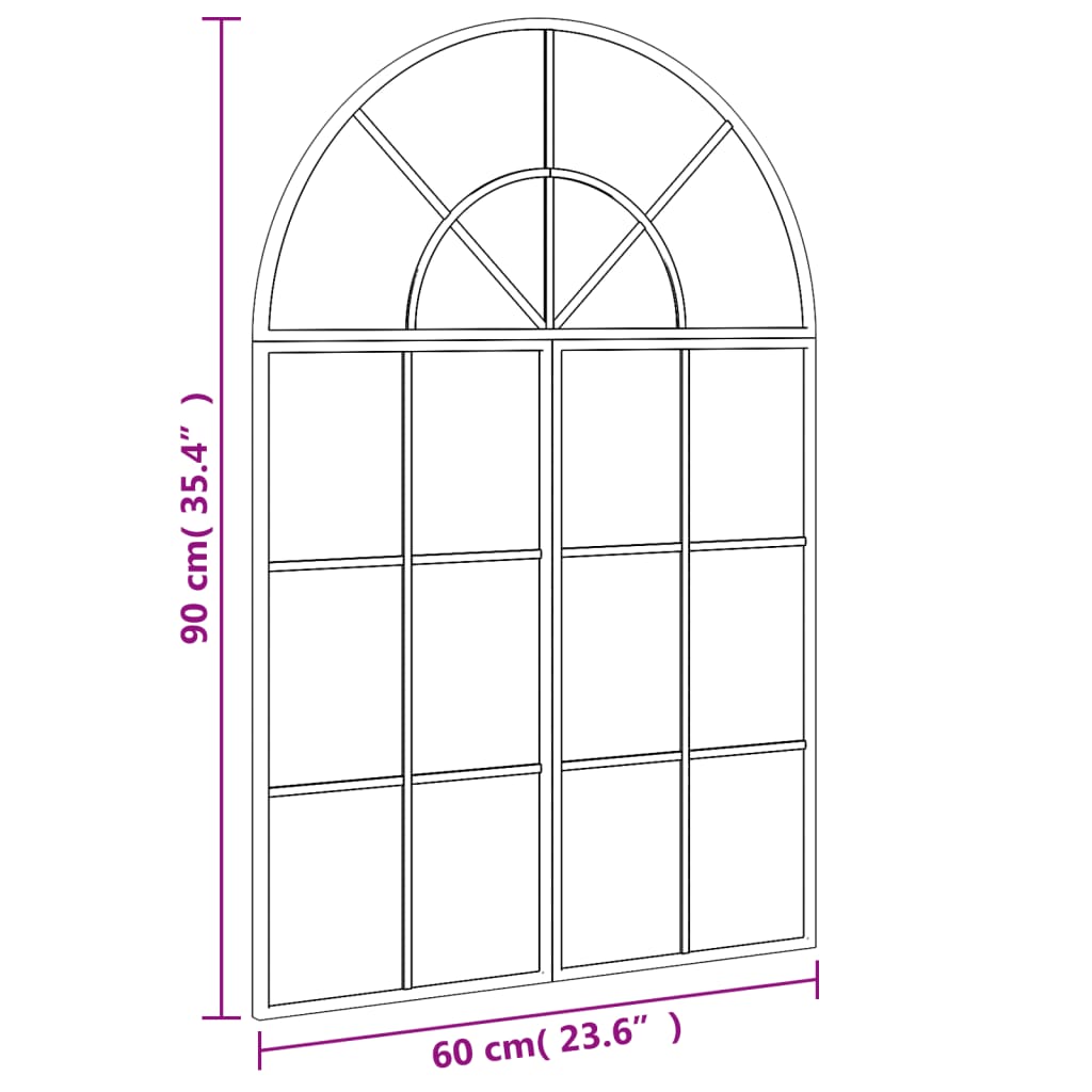 Wall Mirror Black 60x90 cm Arch Iron