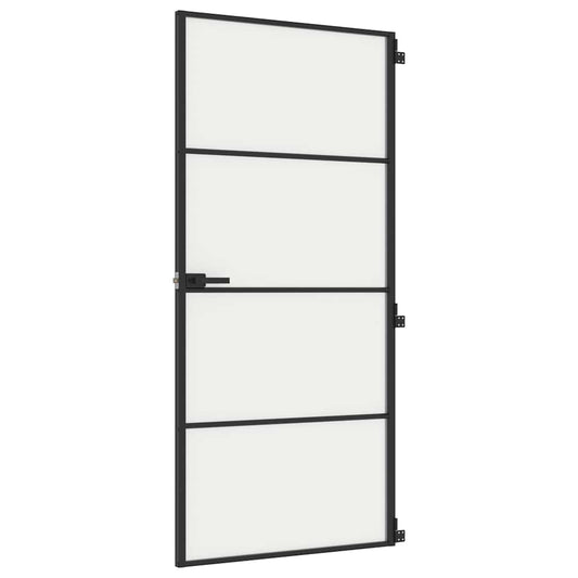 Interior Door Slim Black 93x201.5 cm Tempered Glass&Aluminium Interior Door Slim Black 93x201.5 cm Tempered Glass&Aluminium