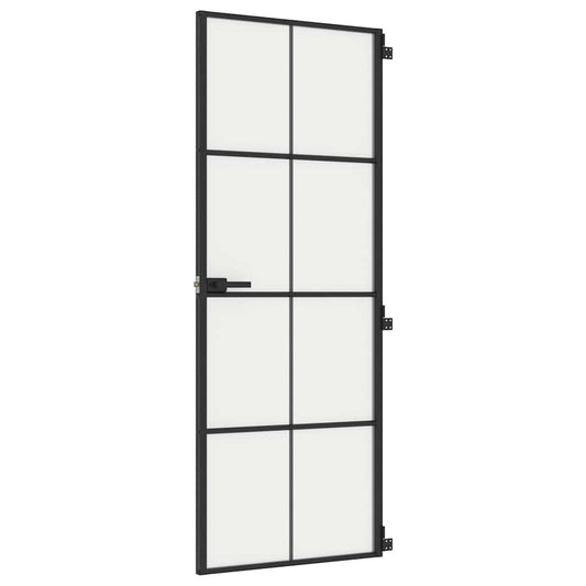 Interior Door Slim Black 76x201.5 cm Tempered Glass&Aluminium Interior Door Slim Black 76x201.5 cm Tempered Glass&Aluminium