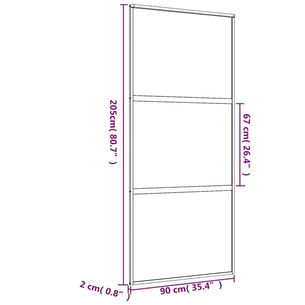 Sliding Door Gold 90x205 cm Frosted ESG Glass and Aluminium