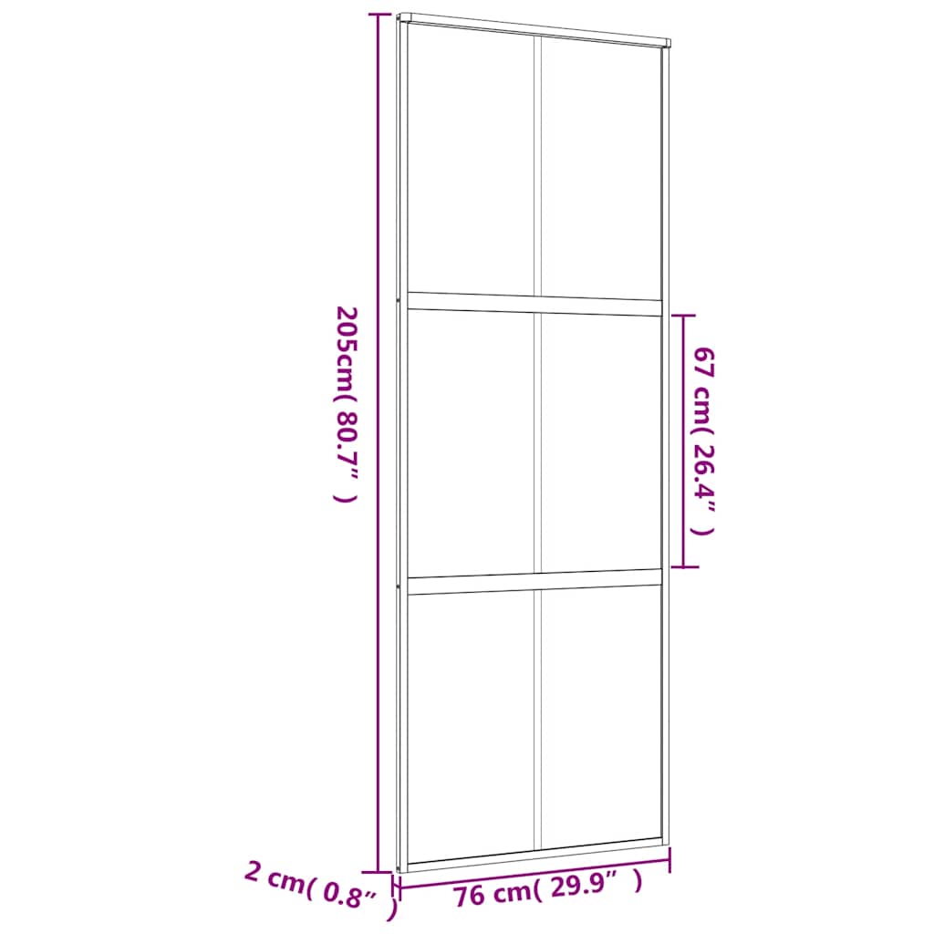 Sliding Door Gold 76x205 cm Frosted ESG Glass and Aluminium