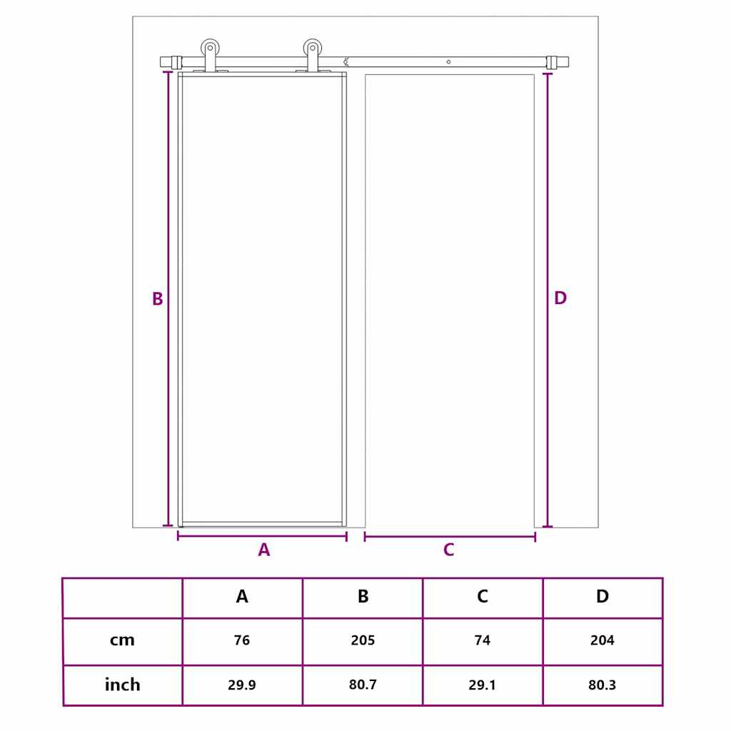 Sliding Door Gold 76x205 cm Frosted ESG Glass and Aluminium