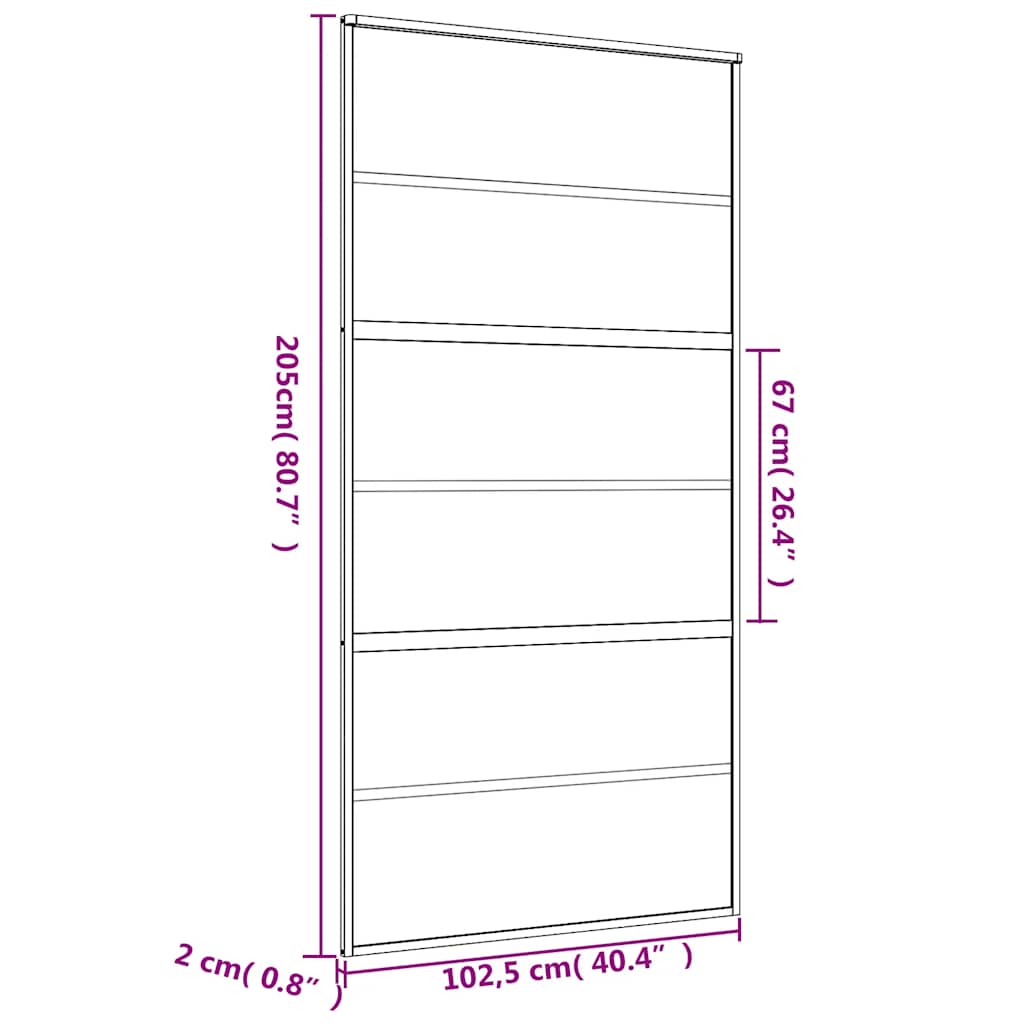 Sliding Door Gold 102,5x205 cm Frosted ESG Glass and Aluminium