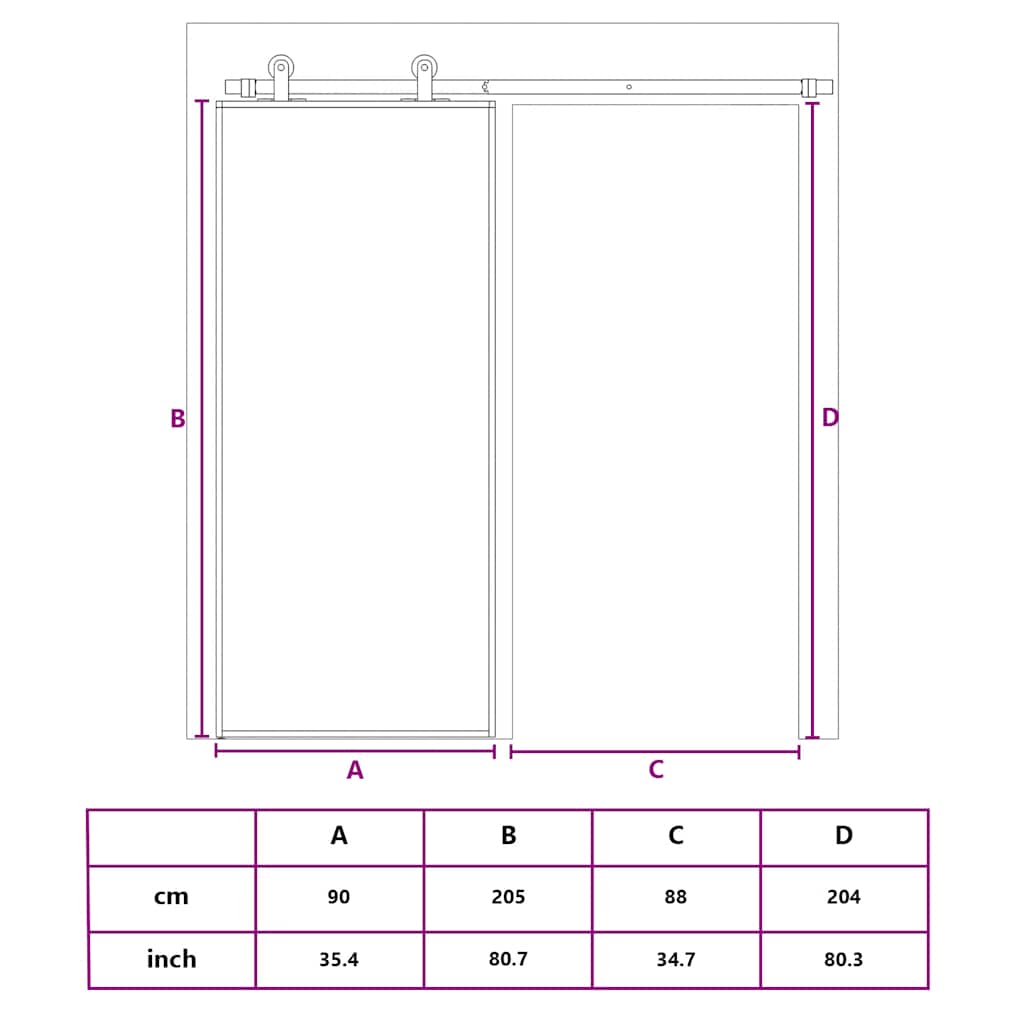 Sliding Door Gold 90x205 cm Clear ESG Glass and Aluminium
