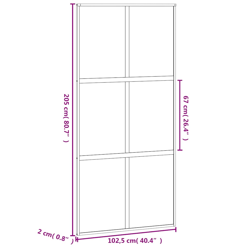 Sliding Door Black 102,5x205 cm Tempered Glass and Aluminium