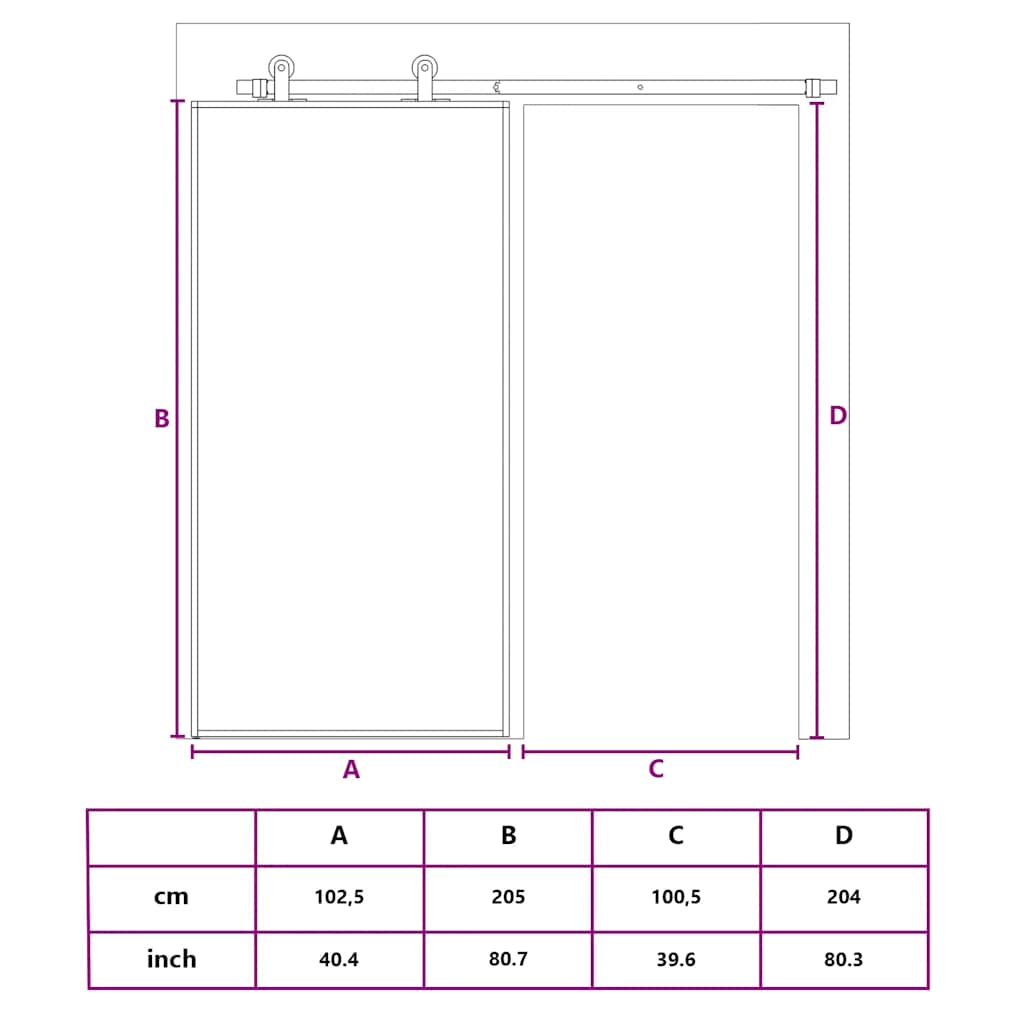 Sliding Door Black 102.5x205 cm Tempered Glass and Aluminium