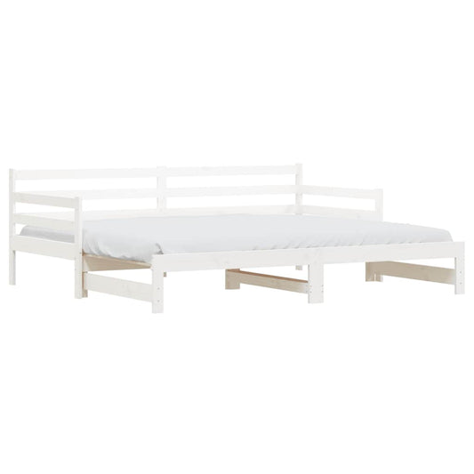 Daybed with Trundle without Mattress White 90x200 cm Solid Wood Daybed with Trundle without Mattress White 90x200 cm Solid Wood