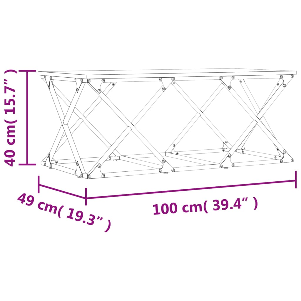 Coffee Table Smoked Oak 100x49x40 cm Engineered Wood