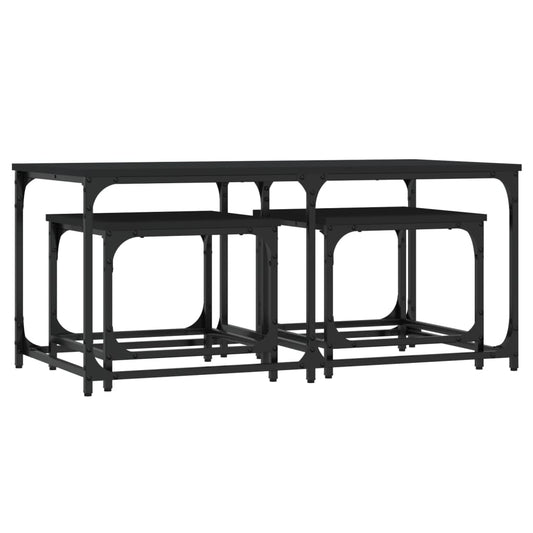 Nesting Coffee Tables 3 pcs Black Engineered Wood Nesting Coffee Tables 3 pcs Black Engineered Wood