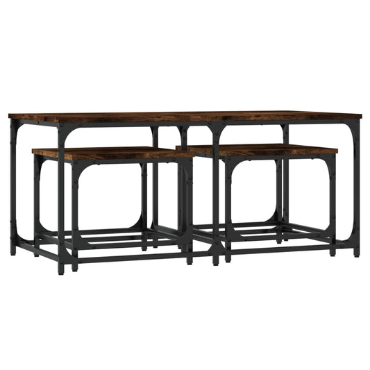 Nesting Coffee Tables 3 pcs Smoked Oak Engineered Wood Nesting Coffee Tables 3 pcs Smoked Oak Engineered Wood