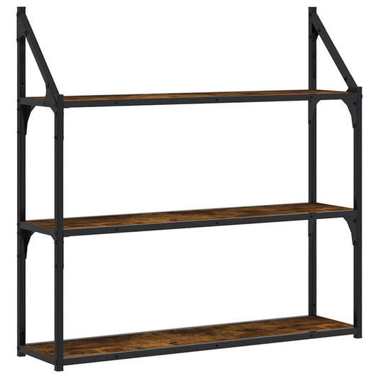 3-Tier Wall Shelf Smoked Oak 80x21x78.5 cm Engineered Wood 3-Tier Wall Shelf Smoked Oak 80x21x78.5 cm Engineered Wood