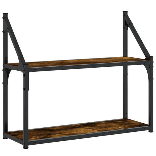 2-Tier Wall Shelf Smoked Oak 60x21x51 cm Engineered Wood 2-Tier Wall Shelf Smoked Oak 60x21x51 cm Engineered Wood