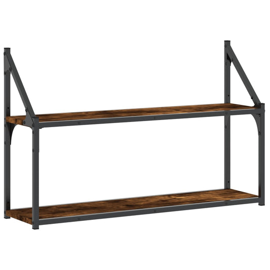 2-Tier Wall Shelf Smoked Oak 80x21x51 cm Engineered Wood 2-Tier Wall Shelf Smoked Oak 80x21x51 cm Engineered Wood