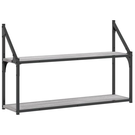 2-Tier Wall Shelf Grey Sonoma 80x21x51 cm Engineered Wood 2-Tier Wall Shelf Grey Sonoma 80x21x51 cm Engineered Wood