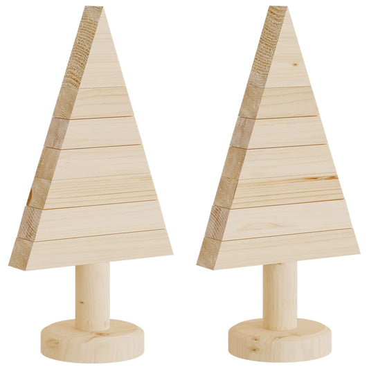 Wooden Christmas Trees for Decoration 2 pcs 30 cm Solid Wood Pine Wooden Christmas Trees for Decoration 2 pcs 30 cm Solid Wood Pine