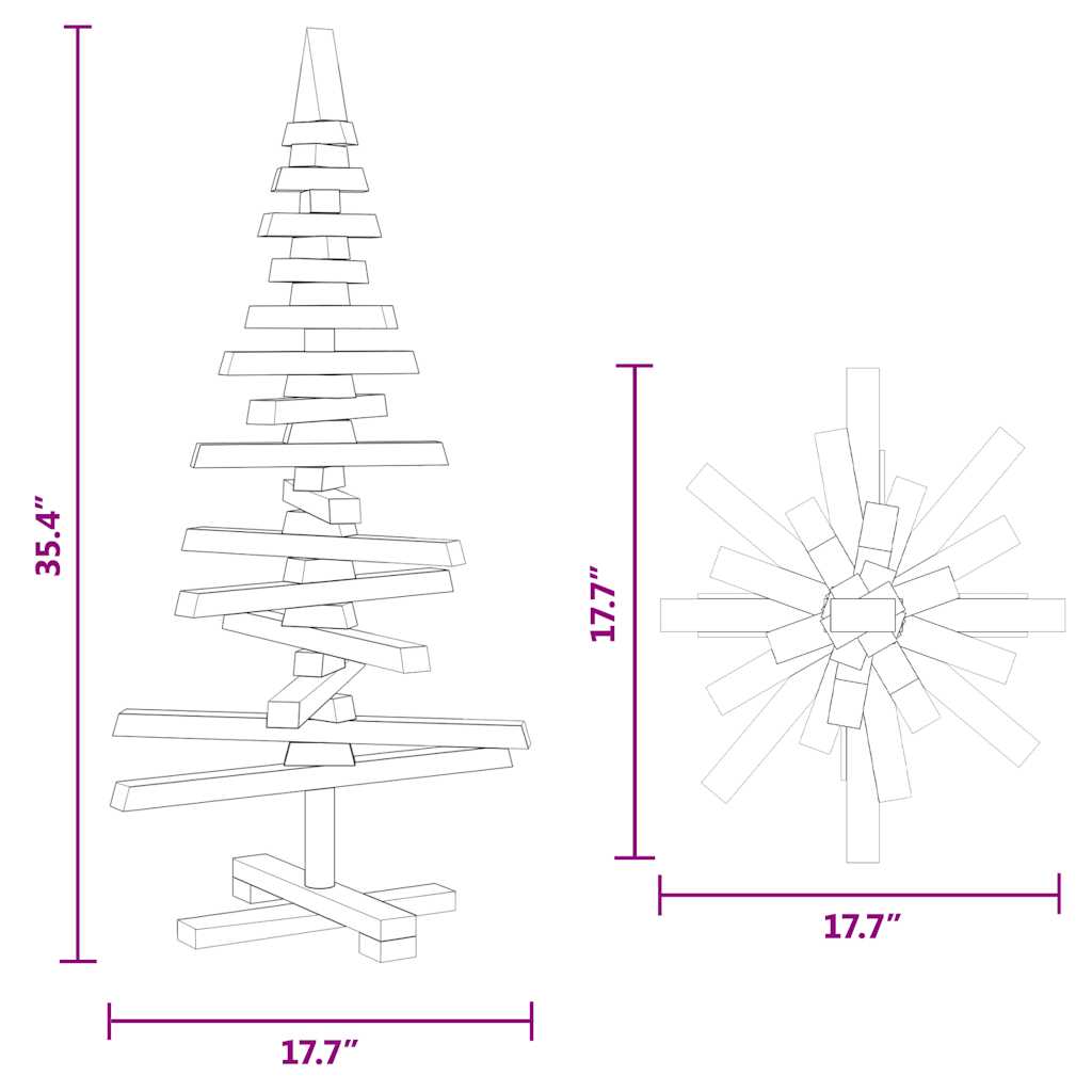 | Wooden Christmas Tree | with Stand Natural with Unfinished 90 cm