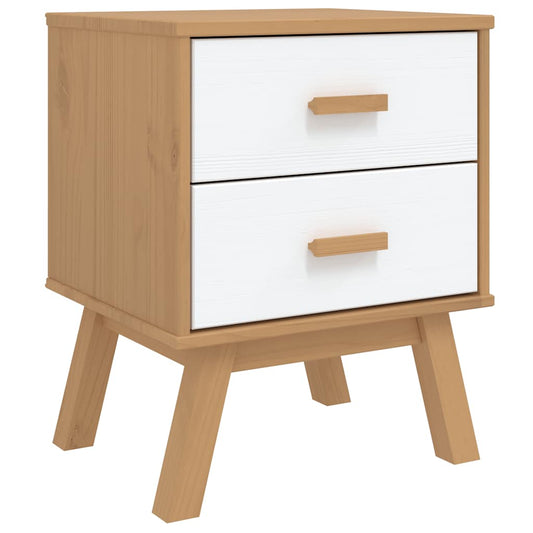 Bedside Cabinet "OLDEN" White and Brown Solid Wood Pine Bedside Cabinet "OLDEN" White and Brown Solid Wood Pine