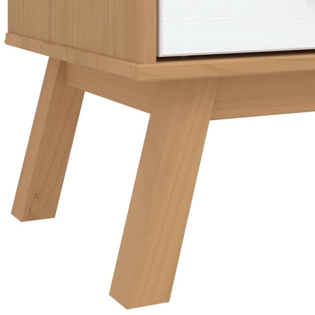 Drawer Cabinet "OLDEN" White and Brown Solid Wood Pine